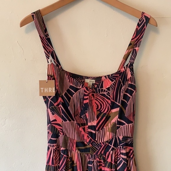 Hinge Pink Blue Floral Abstract Mini Dress, Size Small, NWT - Picture 6 of 11